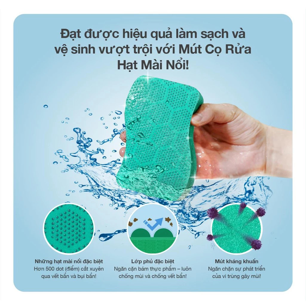 SCOTCH-BRITE™ Miếng cọ rửa hạt mài nổi có mút siêu sạch, 1 miếng/gói, , large image number 3